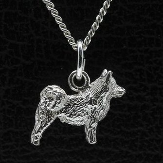 Zilveren Zweedse lappenhond ketting hanger - klein