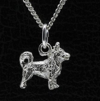 Zilveren Vastgotaspets - Zweedse valhund met staart ketting hanger - klein