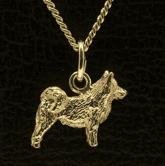 Gouden Zweedse Lappenhond ketting hanger - klein