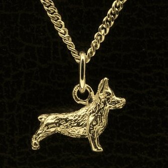 Gouden Welsh Corgi Pembroke ketting hanger - klein