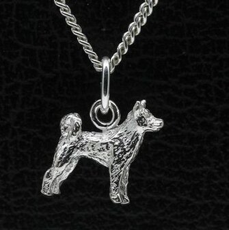 Zilveren Shika inu ketting hanger - klein