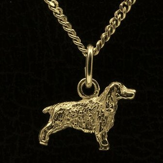 Gouden Welsh Corgi Pembroke met staart ketting hanger - klein