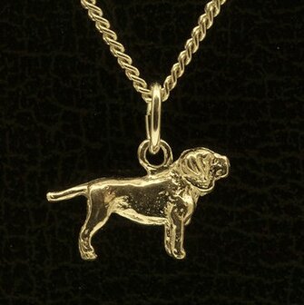 Gouden Mastino Napolitano oren ongecoupeerd ketting hanger - klein