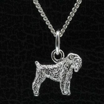 Zilveren Russian terrier zwart ketting hanger - klein