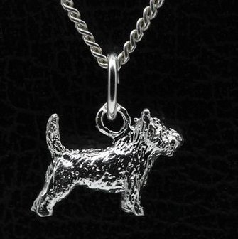 Zilveren Cairn terrier ketting hanger - klein