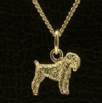 Gouden Russian Terrier zwart ketting hanger - klein