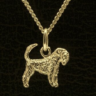 Gouden Russian Terrier zwart met staart ketting hanger - klein