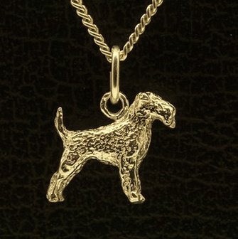 Gouden Airedale Terrier ketting hanger - klein