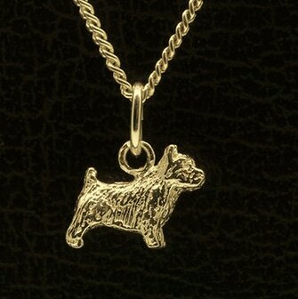 Gouden Norwich Terrier ketting hanger - klein