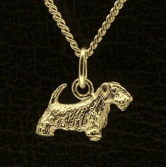 Gouden Saelyham Terrier met staart ketting hanger - klein