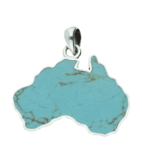 Zilveren Australi&euml; met turquoise edelsteen kettinghanger