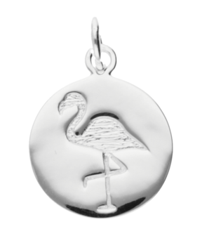 Zilveren Flamingo rond kettinghanger