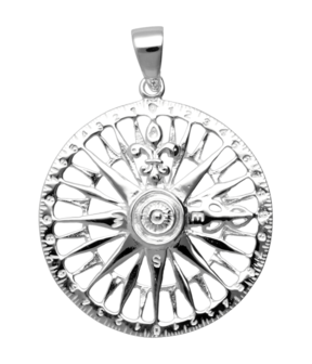 Zilveren Kompas met fleur de lis kettinghanger