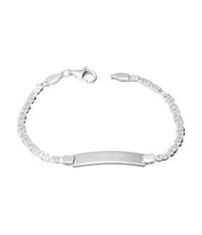 Zilveren Tijgeroog schakelarmband voor tieners met plaatje 14-16 cm&nbsp;