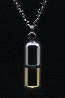 RVS As &amp; Herdenking Ovalen top bicolour ketting hanger  + ankerketting 60 cm zwart