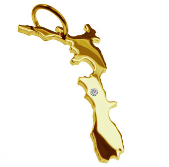 Gouden Landkaart Nieuw Zeeland ketting hanger