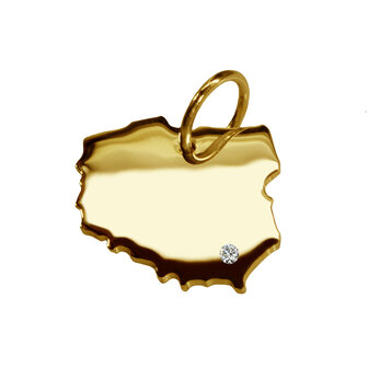 Gouden Landkaart Polen ketting hanger