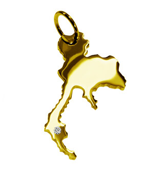 Gouden Landkaart Thailand ketting hanger