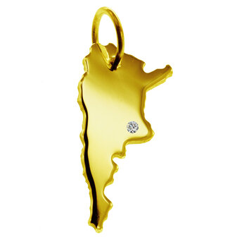 Gouden Landkaart Argentini&euml; ketting hanger