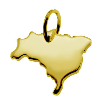 Gouden Landkaart Brazili&euml; ketting hanger