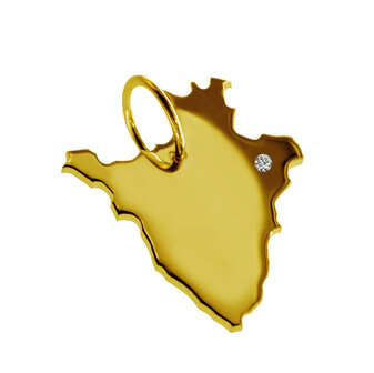 Gouden Landkaart Burundi ketting hanger