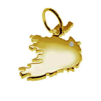 Gouden Landkaart Ierland Zuid ketting hanger