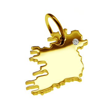 Gouden Landkaart Ierland Noord + Zuid ketting hanger