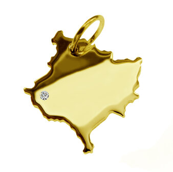 Gouden Landkaart Kosovo ketting hanger
