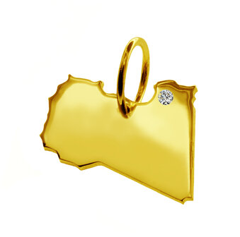 Gouden Landkaart Libi&euml; ketting hanger