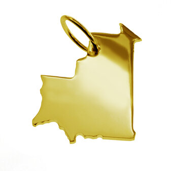 Gouden Landkaart Mauritani&euml; ketting hanger