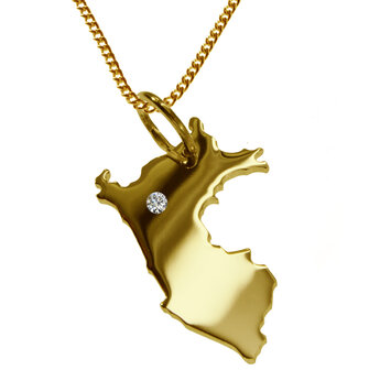 Gouden Landkaart Peru ketting hanger