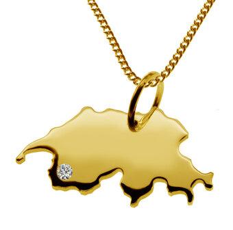 Gouden Landkaart Zwitserland ketting hanger