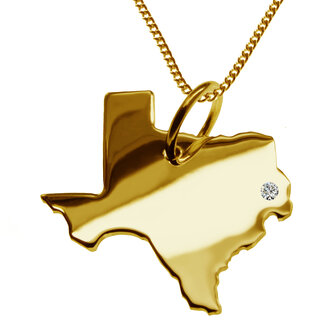 Gouden Landkaart Texas ketting hanger