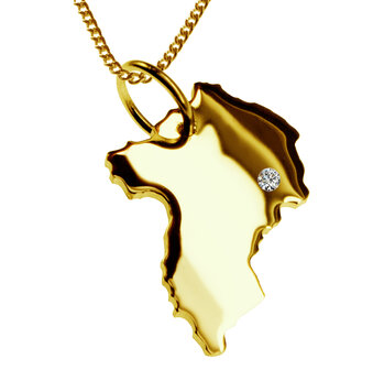 Gouden Landkaart Oeganda ketting hanger