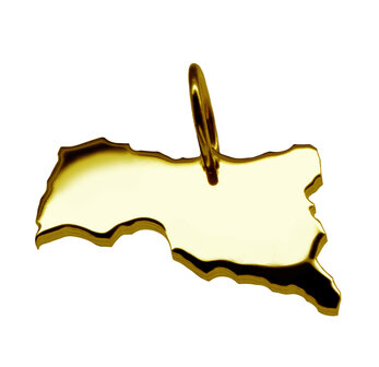 Gouden Landkaart Centraal Afrika ketting hanger