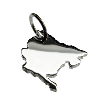 Zilveren Landkaart Montenegro ketting hanger