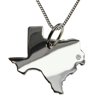 Zilveren Landkaart Texas ketting hanger