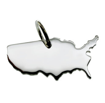 Zilveren Landkaart USA Verenigde Staten ketting hanger