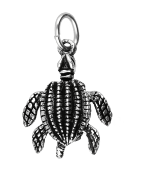 Zilveren Lederschildpad bewegend ketting hanger