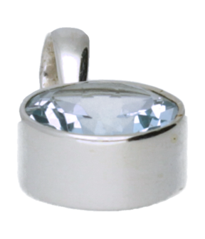 Zilveren Topaas ovaal middel kettinghanger