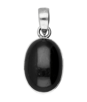 Zilveren Black star Diopside ovaal kettinghanger