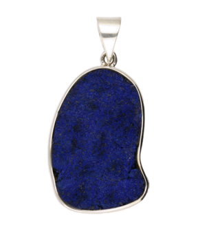 Zilveren Lapis Lazuli vrije vorm ruw kettinghanger