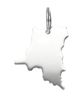 Zilveren Landkaart Congo Kinshasa ketting hanger