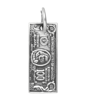 Zilveren US 100 dollar biljet kettinghanger