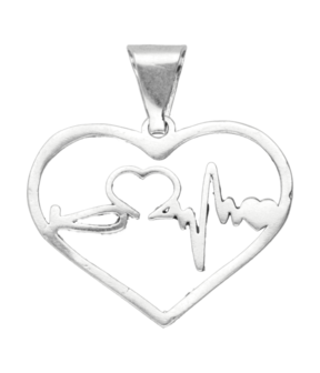 Zilveren Verpleging hart kettinghanger