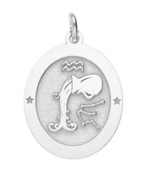 Zilveren Sterrenbeeld waterman ovaal kettinghanger
