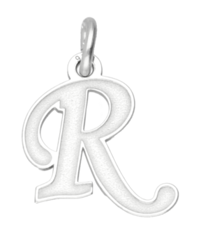 Zilveren letter R sierlijk mat-glans kettinghanger