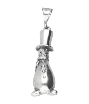 Zilveren Sneeuwpop met hoge hoed groot kettinghanger