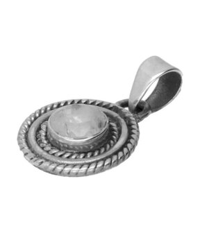 Zilveren Maansteen edelsteen rond facet geslepen kettinghanger