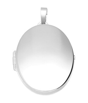 Zilveren Medaillon 38 mm ovaal glad 2 foto&#039;s kettinghanger